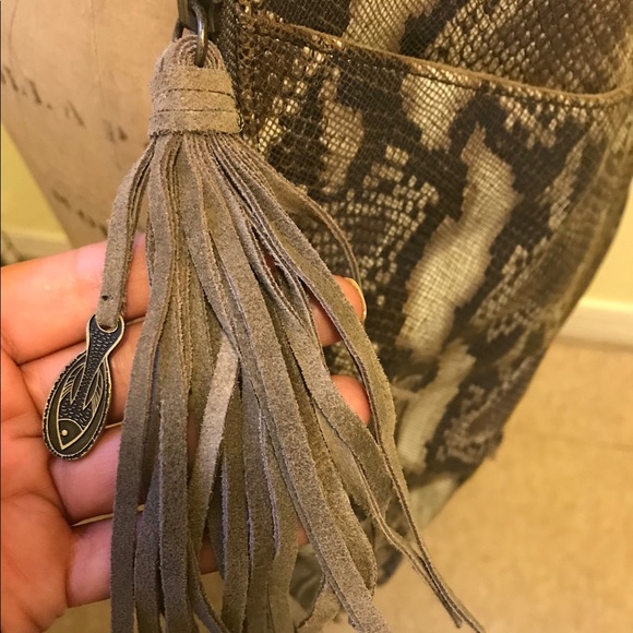 MUXO Leather & Suede Python Hobo Handbag - Picture 9 of 10